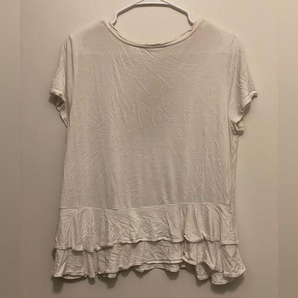 Loft White Peplum T-Shirt, Size L - Picture 3 of 3